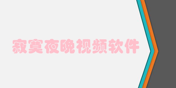 寂寞夜晚视频软件