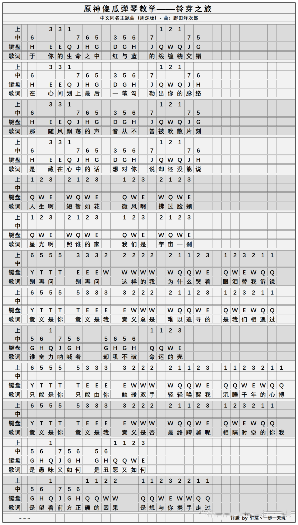 原神琴谱铃芽之旅